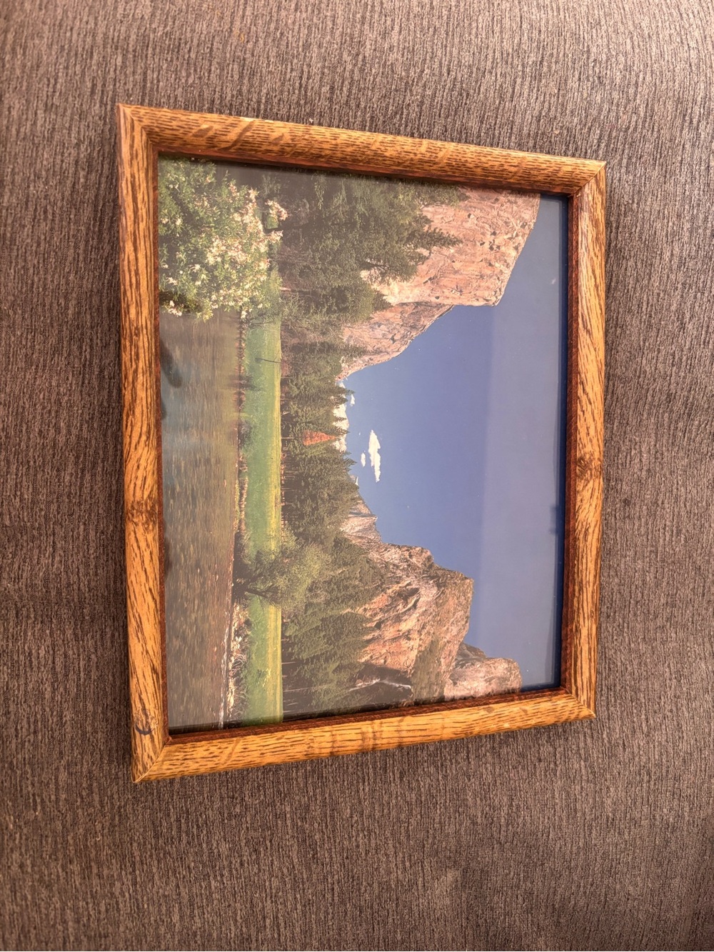 Vintage Wood Grain Brown Picture Frame mountain photo - Home Accents